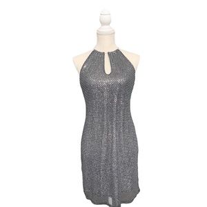 Metallic Grey Cocktail Dress